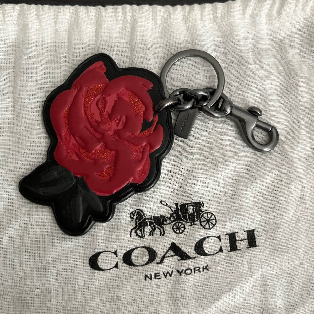 Coach Red Flower Key Chain